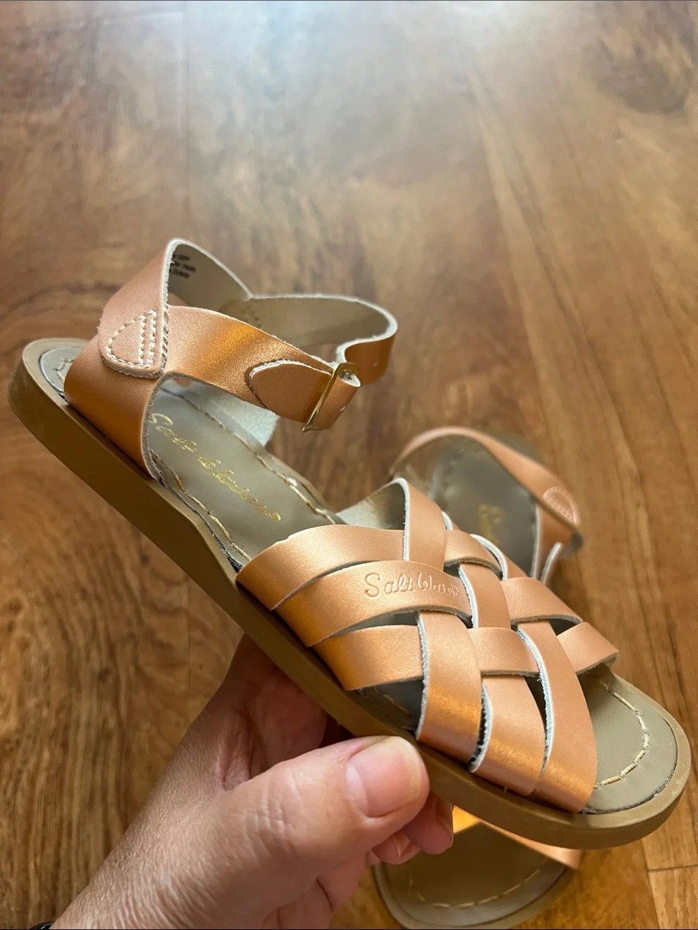Salt Water Sandals by Hoy Girls Tan Braided Leather Sandals Size 13